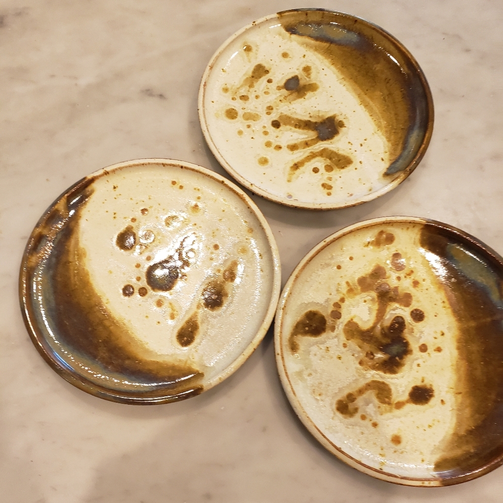 Set of 3 Art Pottery plates 8" in diameter